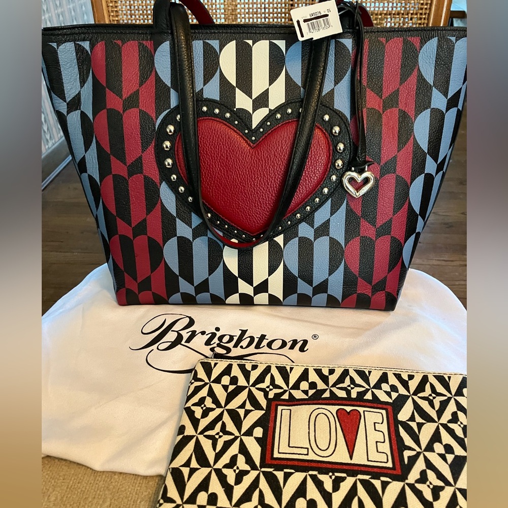 Brighton Fashionista Love Me Do Large Leather Heart Tote, Dust Cover and Pouch